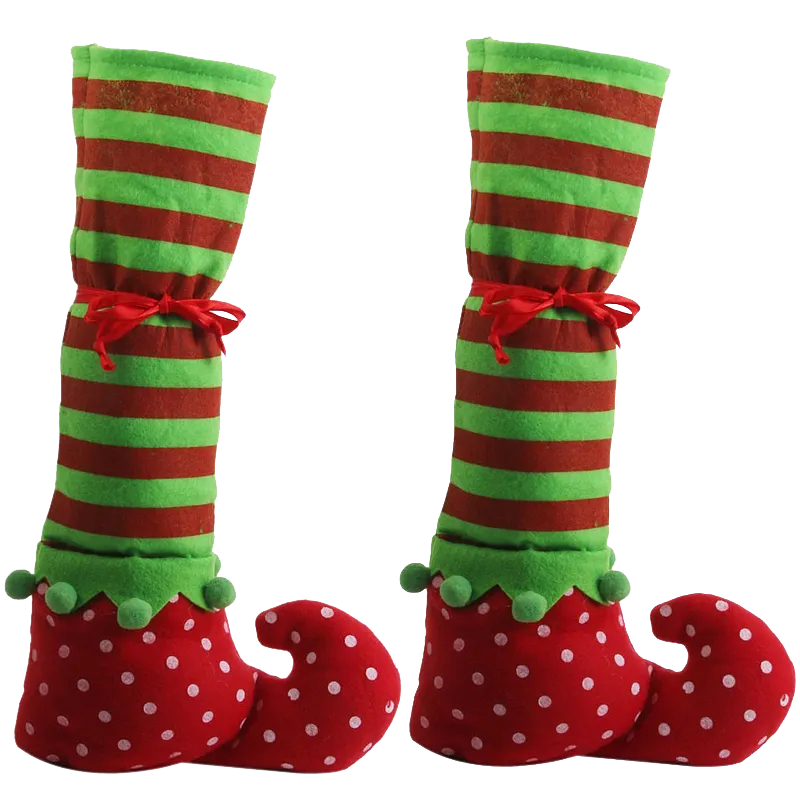 1 Pair Christmas Table Leg Covers Elf Elves Feet Shoes Legs Party Decorationg