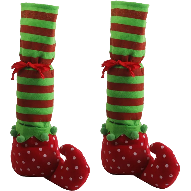 1 Pair Christmas Table Leg Covers Elf Elves Feet Shoes Legs Party Decorationg