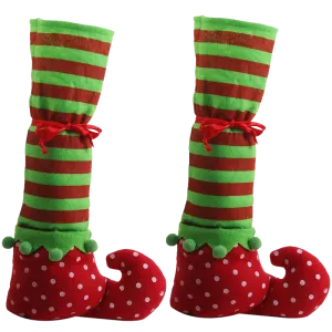 1 Pair Christmas Table Leg Covers Elf Elves Feet Shoes Legs Party Decorationg