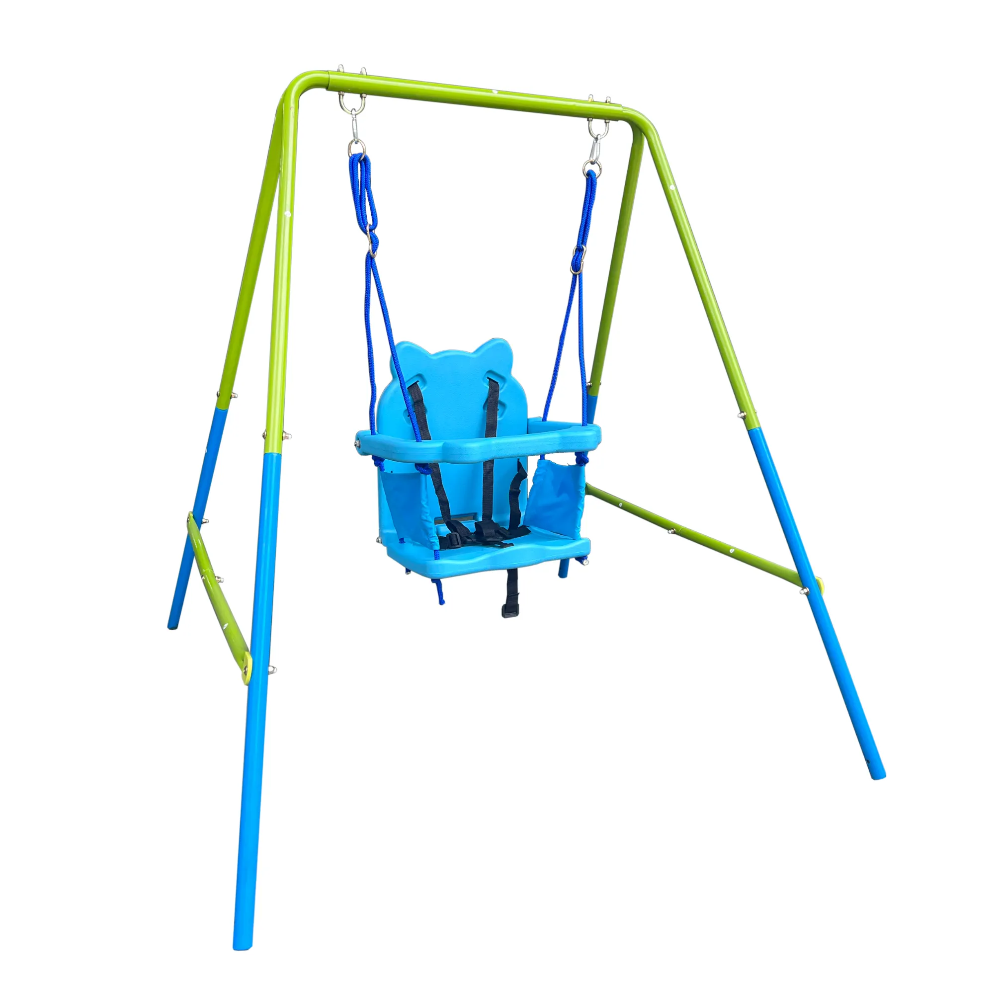 2-in-1 Baby Swing Set - Green & Blue | Safe, Durable, 110lbs Capacity | Ideal for Outdoor Playgrounds | Ages 3 