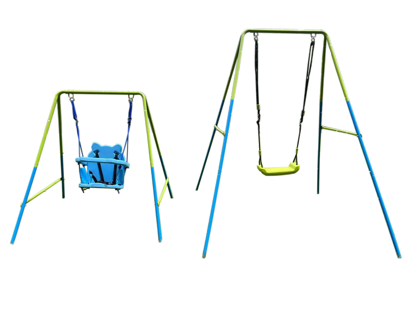 2-in-1 Baby Swing Set - Green & Blue | Safe, Durable, 110lbs Capacity | Ideal for Outdoor Playgrounds | Ages 3 