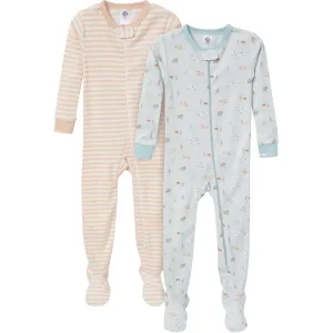 2-Pack Baby & Toddler Neutral Farm Snug Fit Footed Pajamas