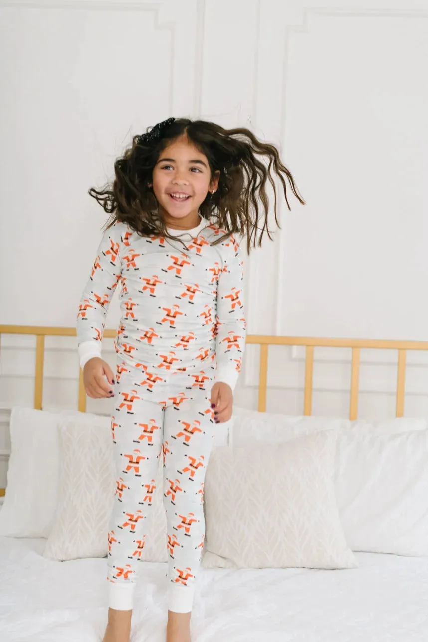 2 Piece Kids Bamboo Pajama Set in Santa Angels