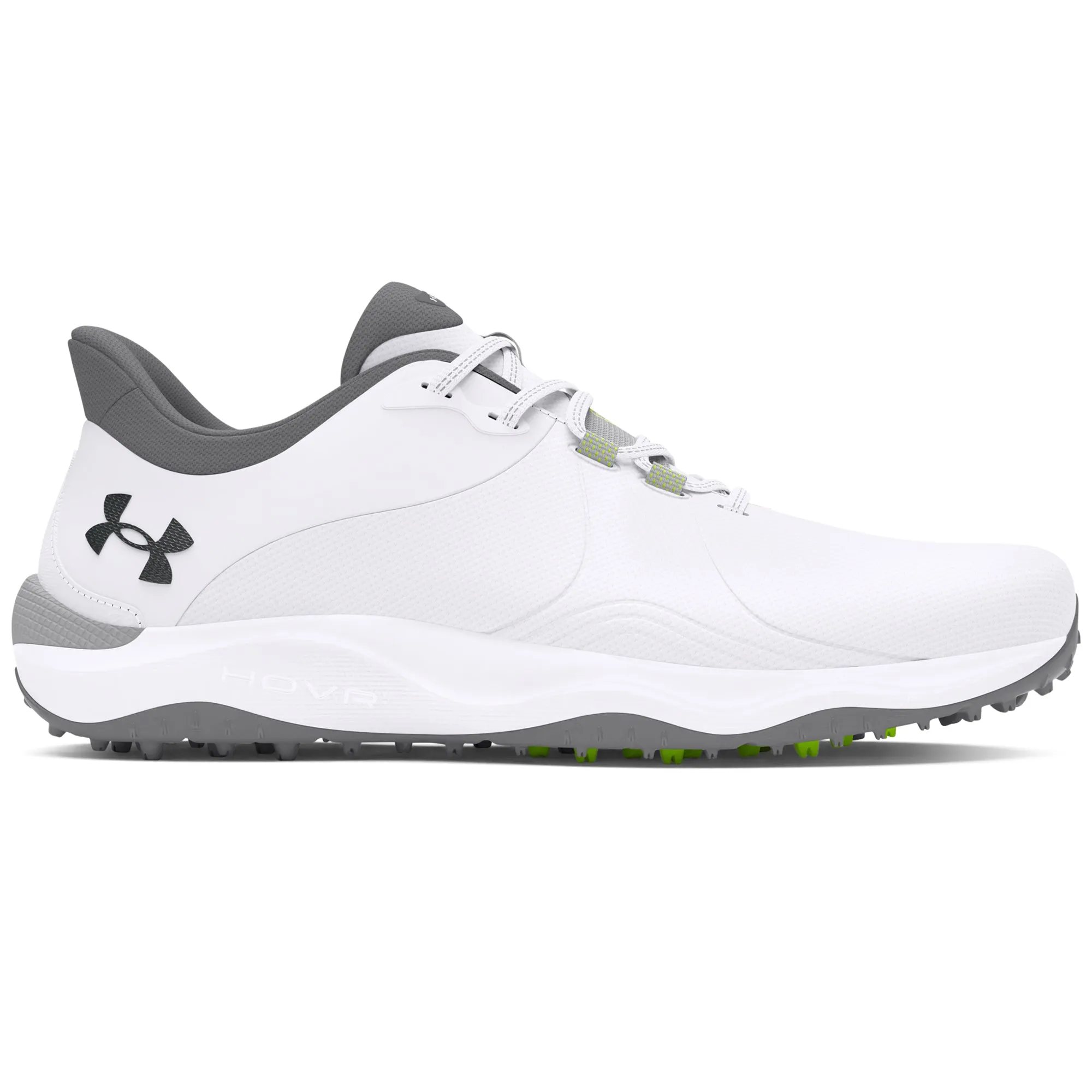 2024 Under Armour Men's Drive Pro Spikeless Wide Golf Shoes - White/White/Metallic Gunmetal