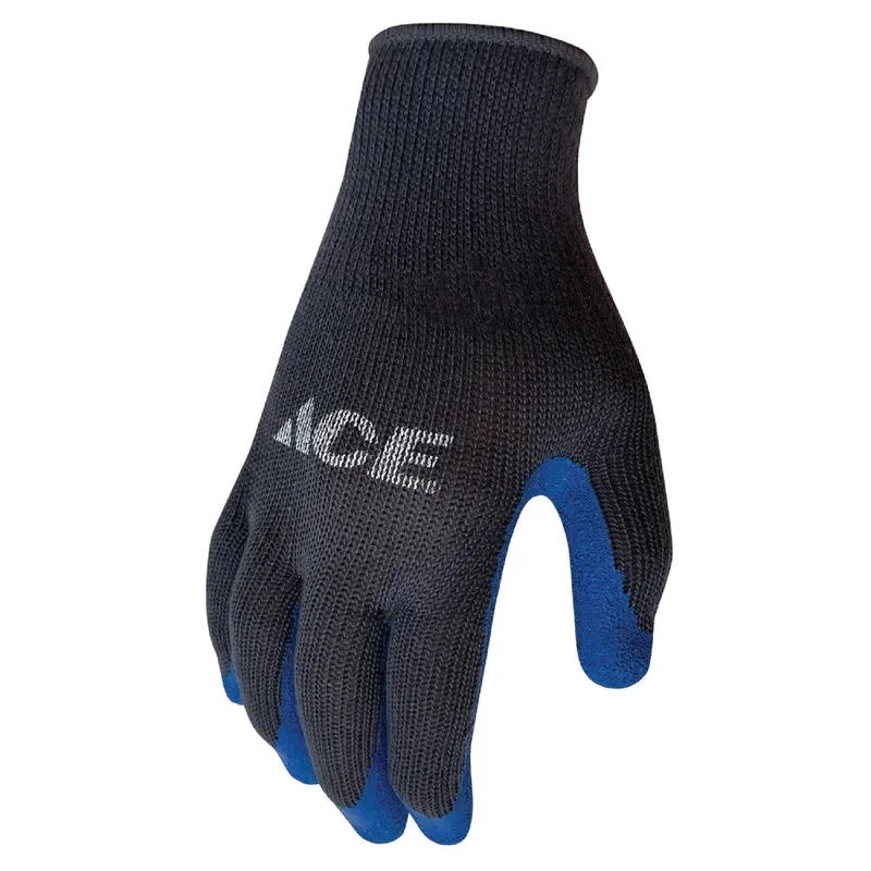 Ace Men's Indoor/Outdoor Coated Work Gloves Blue/Gray L 3 pk