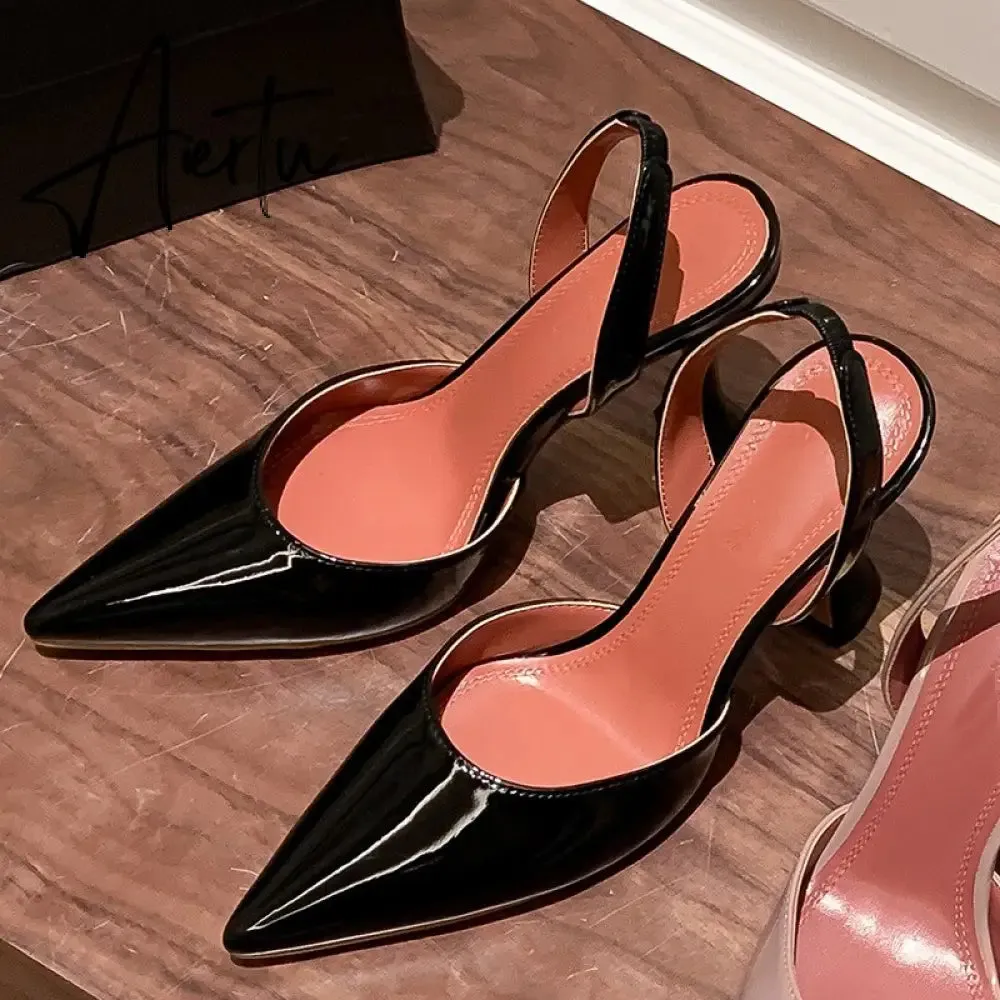 Aiertu New Fashion Women Sandals Ladies Elegant Pointed Toe High Heels Mules Shoes Brand Shallow Outdoor Dress Pumps Shoes