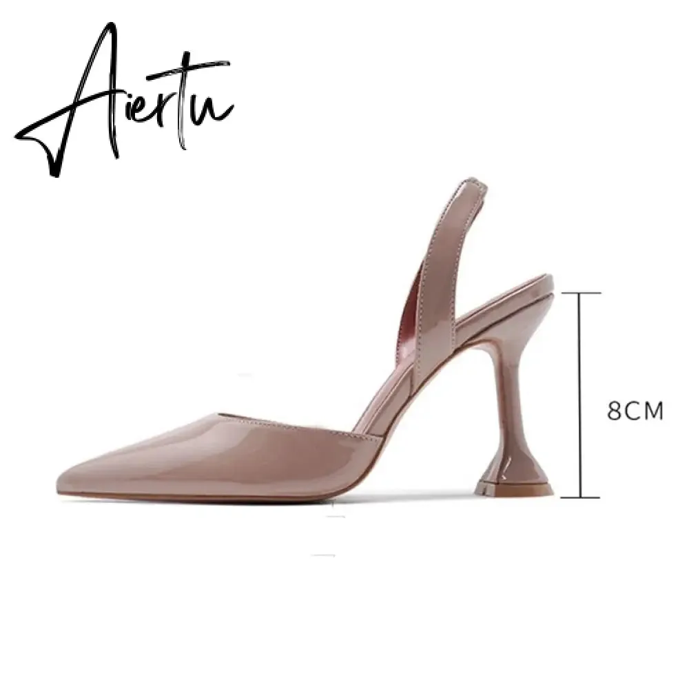 Aiertu New Fashion Women Sandals Ladies Elegant Pointed Toe High Heels Mules Shoes Brand Shallow Outdoor Dress Pumps Shoes