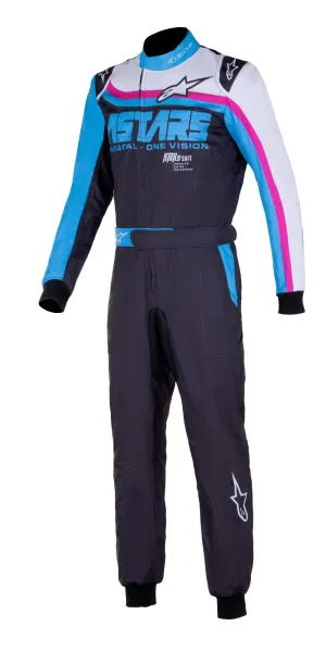 ALPINESTARS 3356321_1734_44 KMX-9 v2 GRAPH2 Karting suit, CIK, black/cyan/fuchsia, Size 46