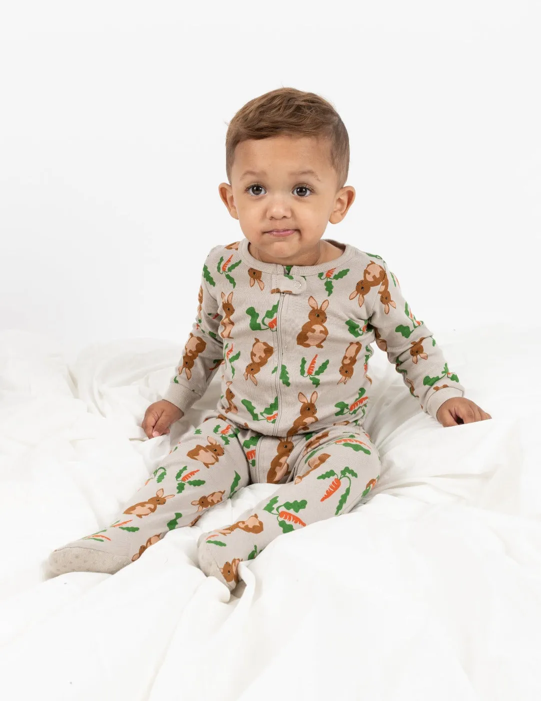 Baby Footed Beige Bunny Pajamas