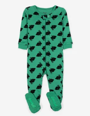 Baby Footed Green Bunny Pajamas