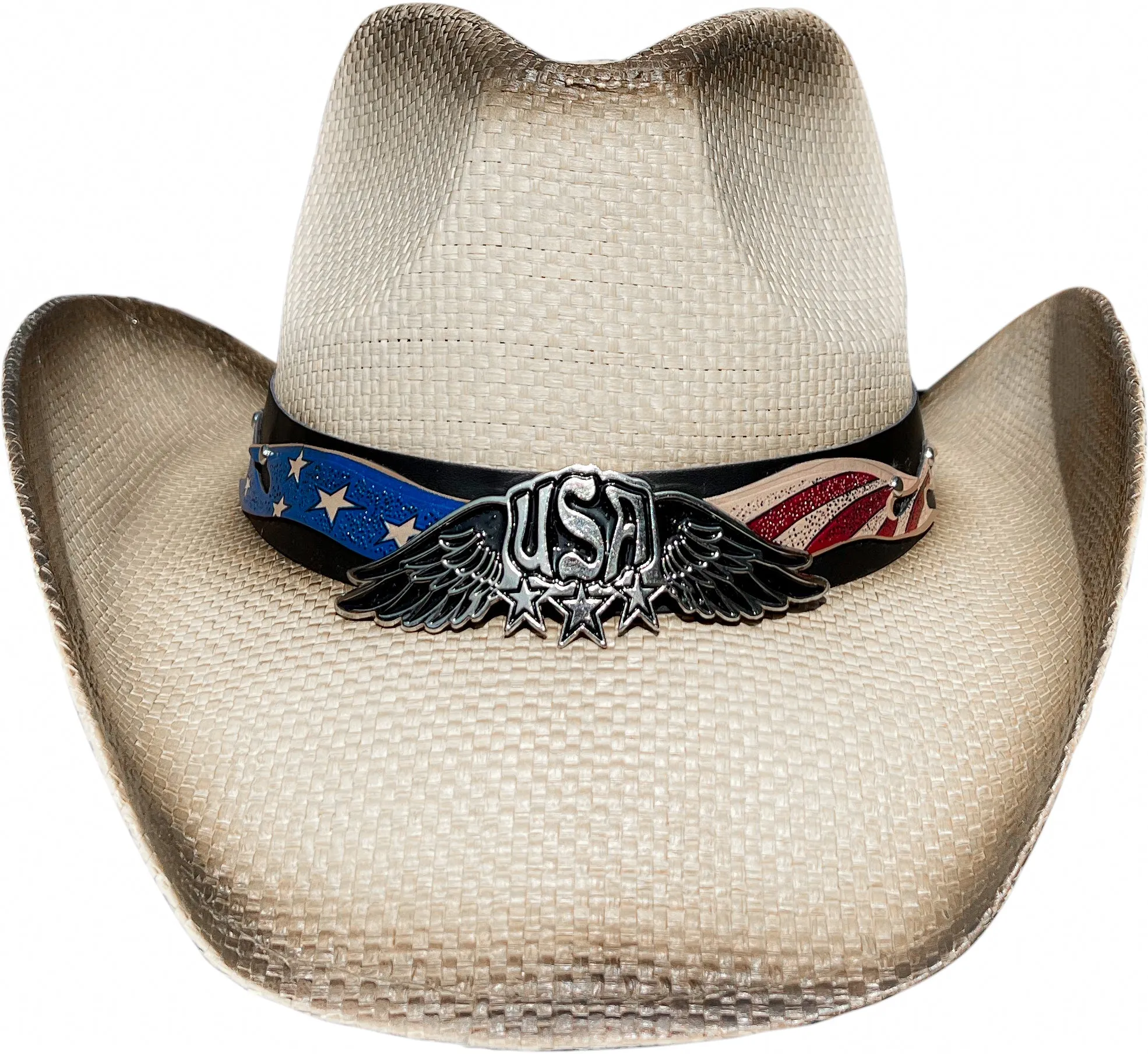 Beige American Flag Cowboy Hat