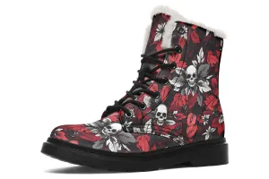 BloodLeaf Winter Boots - Warm Micro-Suede Doc-Style Boots Lined with Vegan Wool