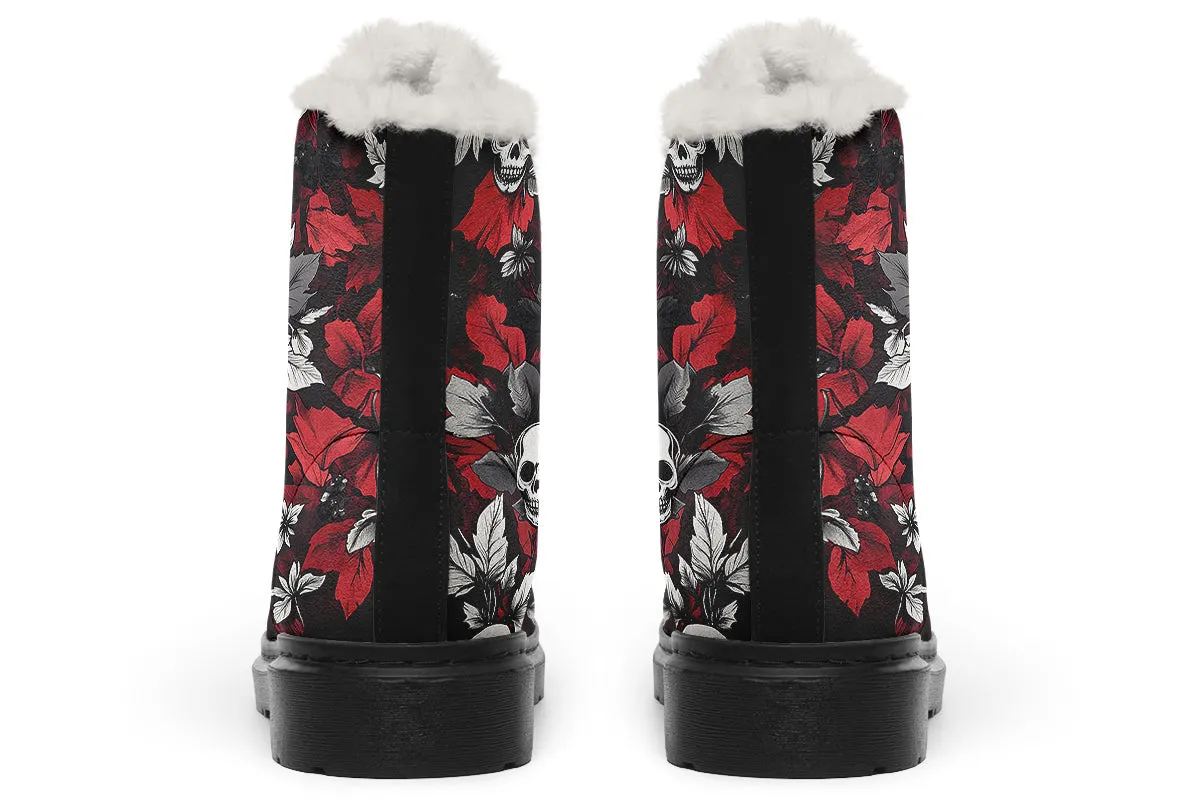 BloodLeaf Winter Boots - Warm Micro-Suede Doc-Style Boots Lined with Vegan Wool