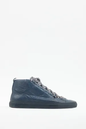 Blue Leather Arena High Top Sneaker