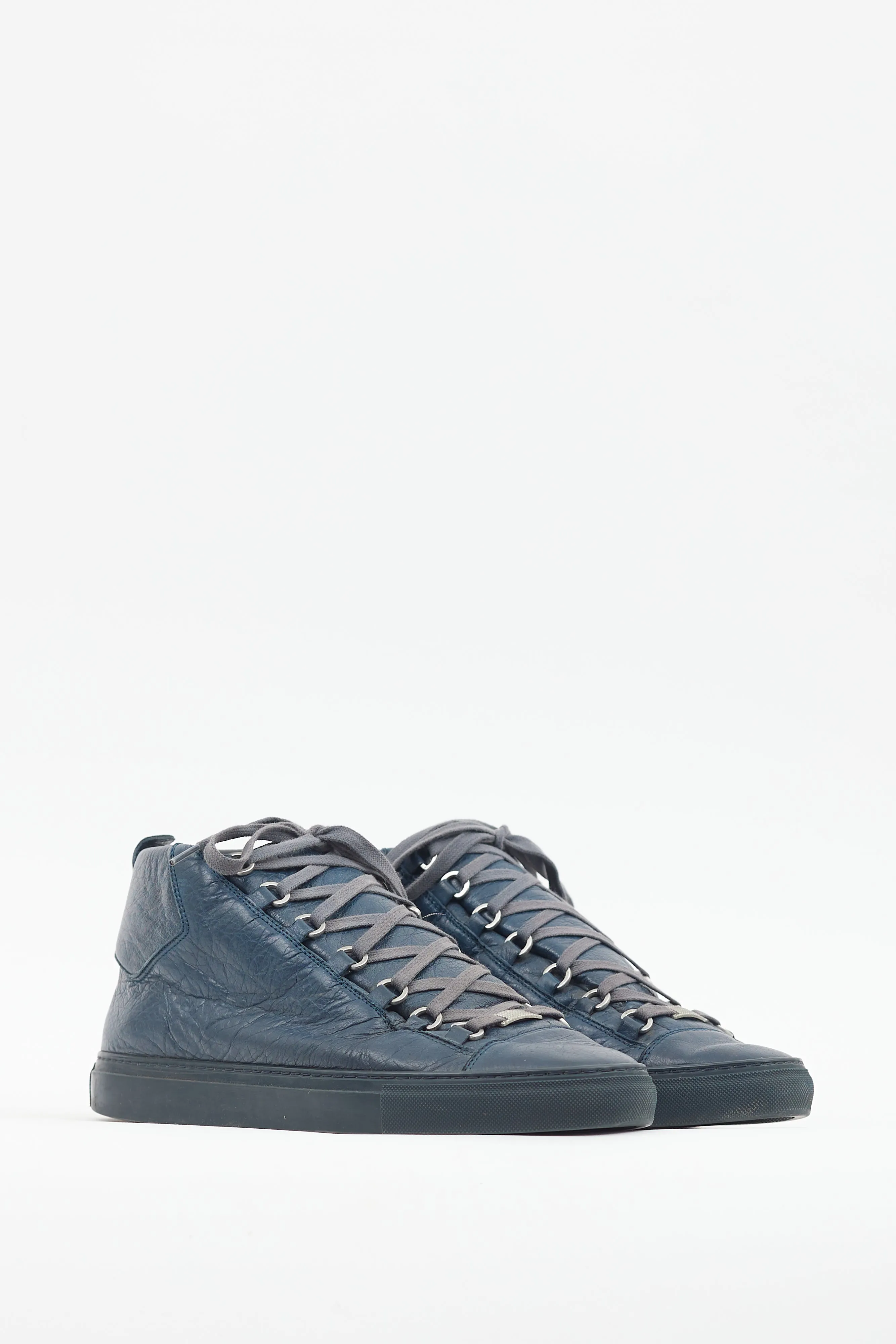 Blue Leather Arena High Top Sneaker