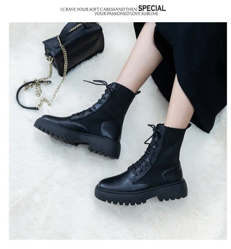 Boots - Women Elastic Sock Boots- Lauren - High Top Boots