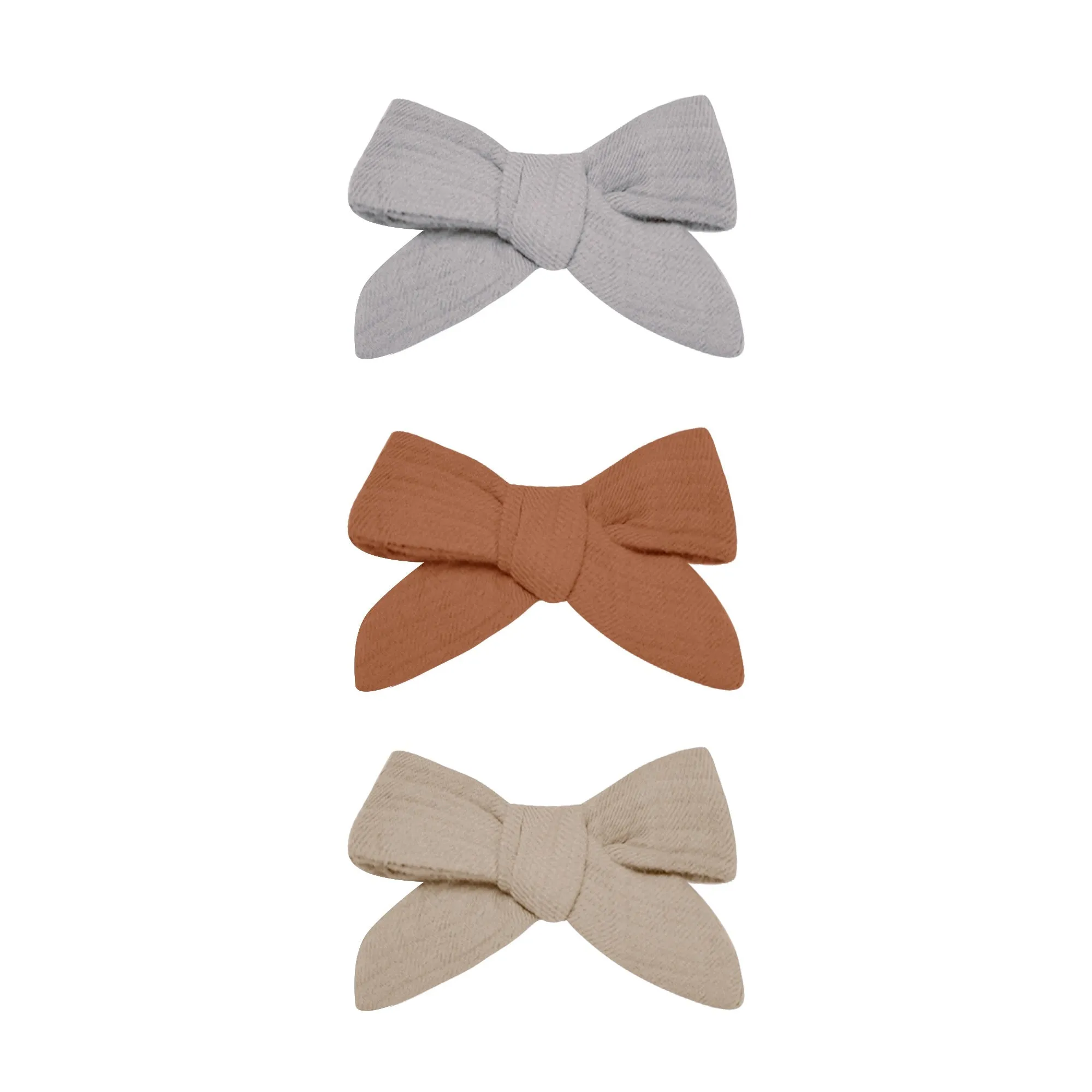 Bows with Clips, Set of 3 - Periwinkle   Clay   Oat