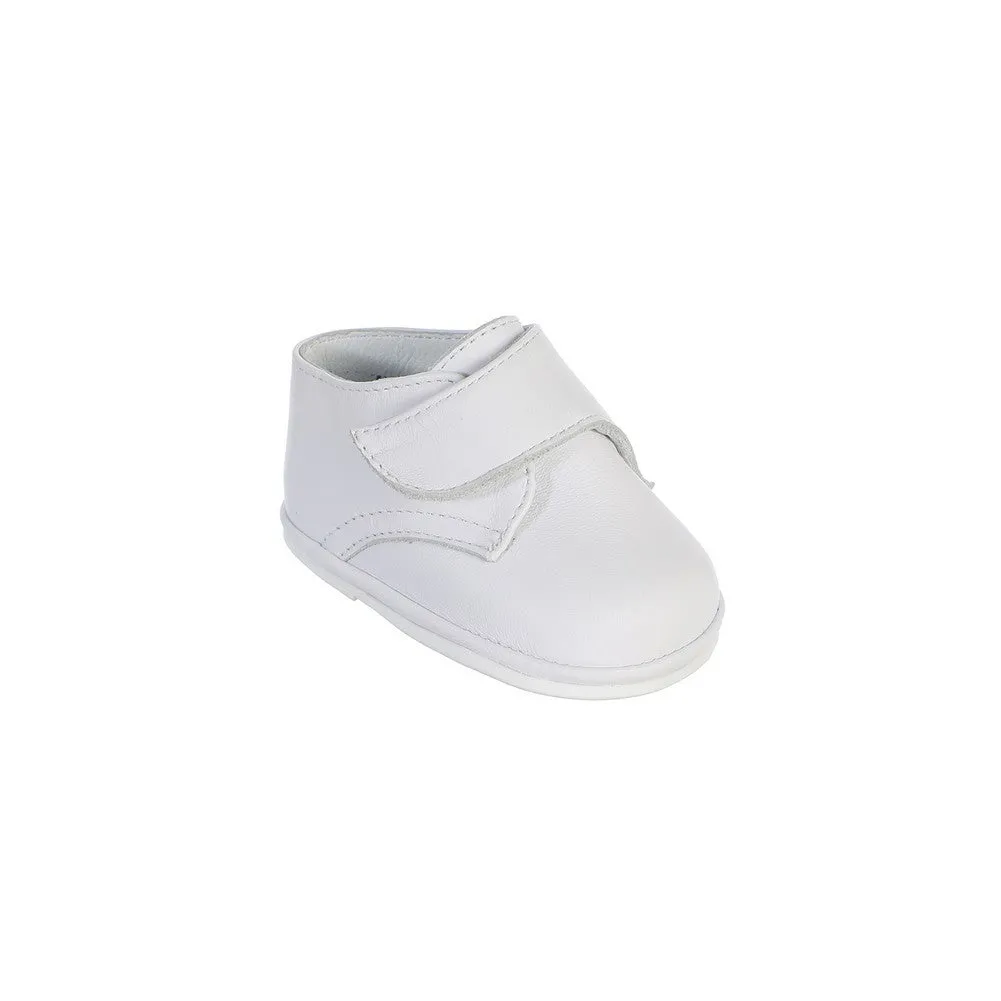 Boys White Hook And Loop Leather Christening Shoes 1 Baby-5 Toddler