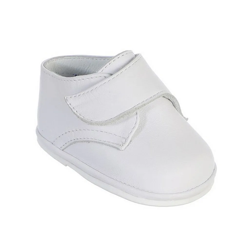 Boys White Hook And Loop Leather Christening Shoes 1 Baby-5 Toddler