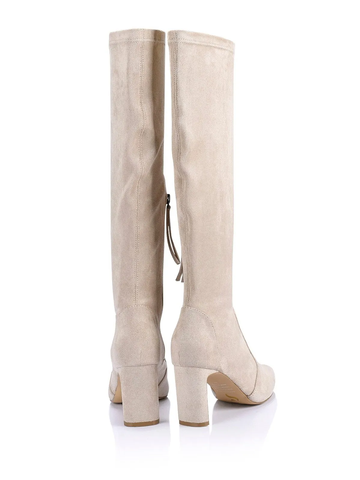 Bradley Knee High Boots - Stone Stretch Microsuede