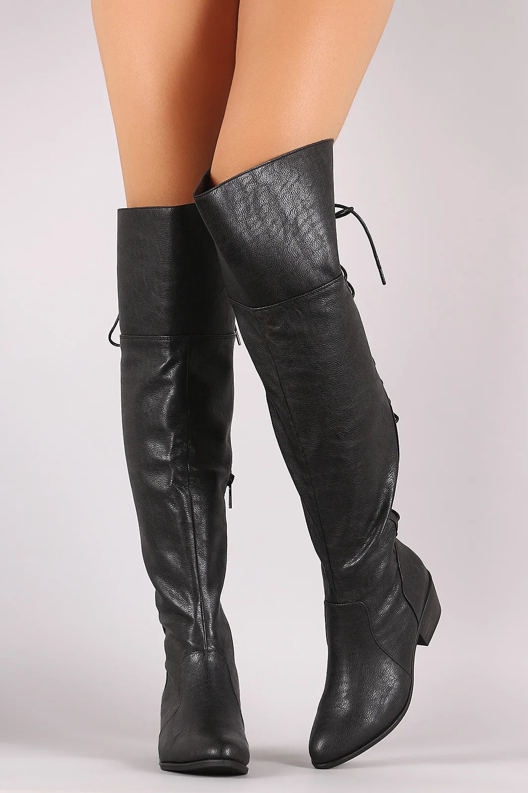 Breckelle Back Lace Up Over-The-Knee Boots