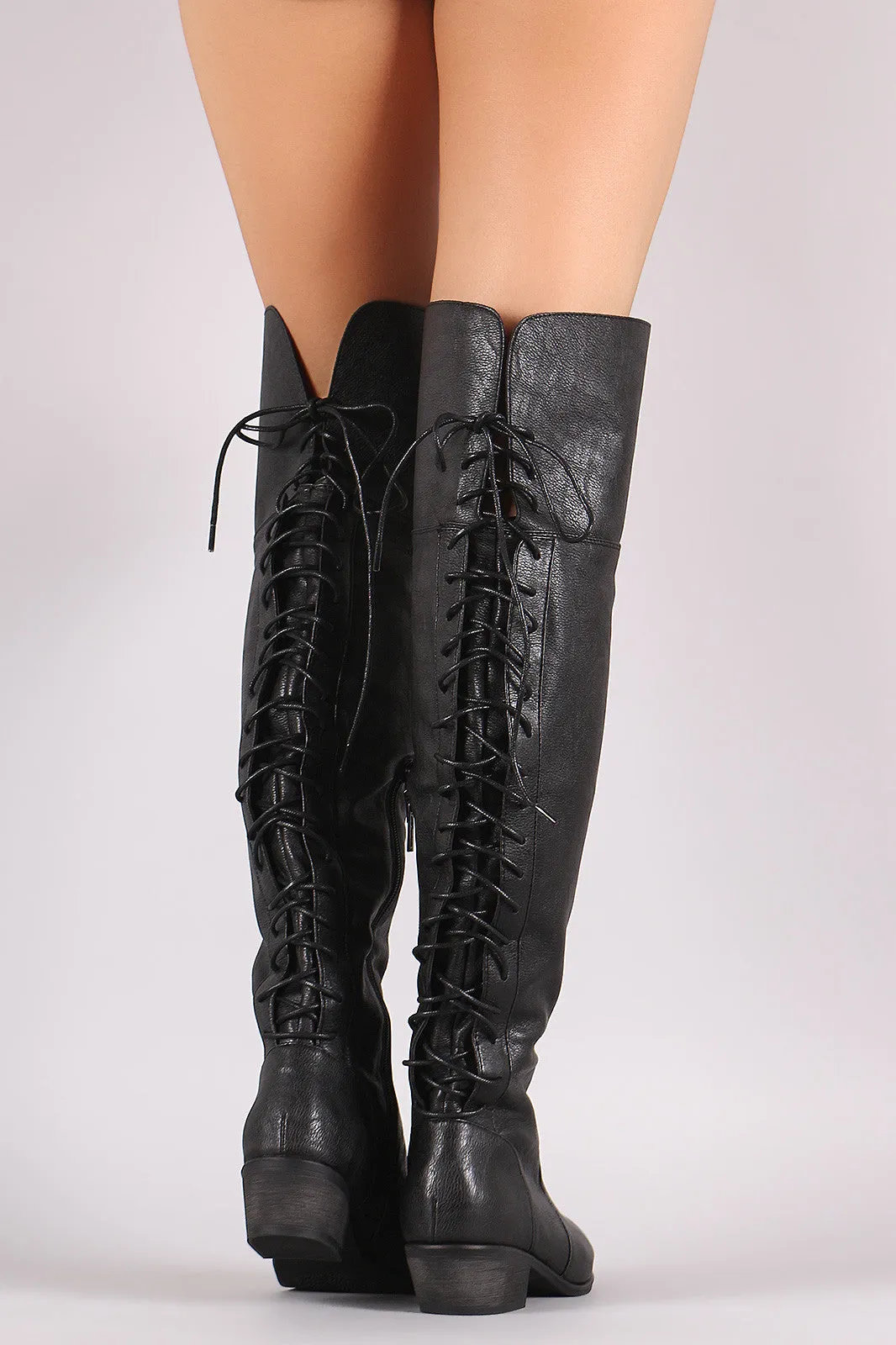 Breckelle Back Lace Up Over-The-Knee Boots