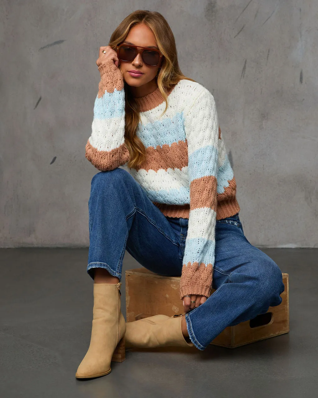 Campfire Glow Striped Knit Sweater