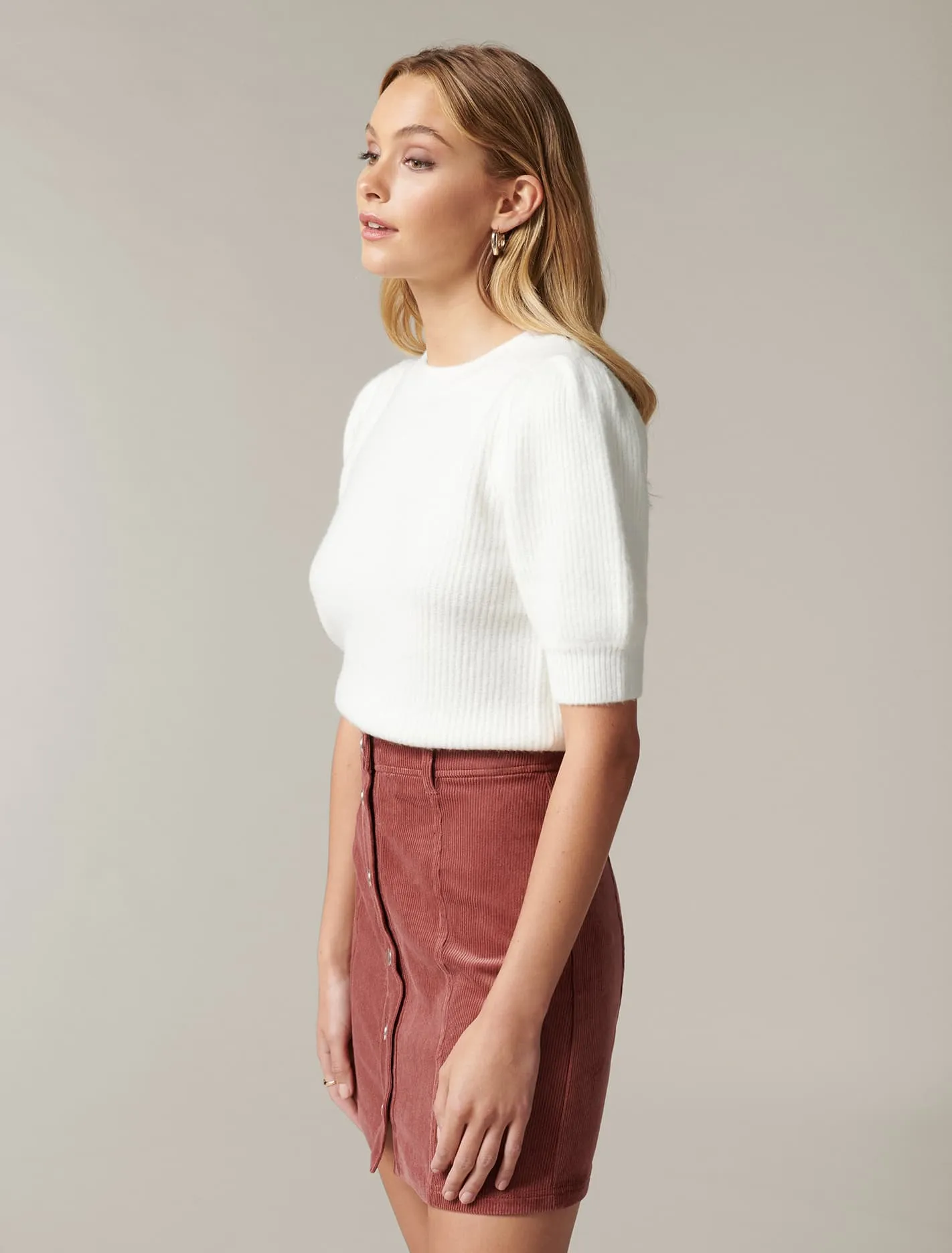 Carina Brushed Puff Sleeve Knit Tee