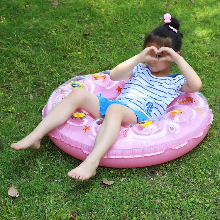 Cartoon Pattern Double Airbag Thickened Inflatable Swimming Ring Crystal Swimming Ring, Size:90 cm(Pink)