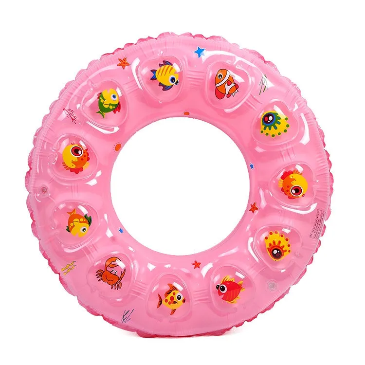 Cartoon Pattern Double Airbag Thickened Inflatable Swimming Ring Crystal Swimming Ring, Size:90 cm(Pink)