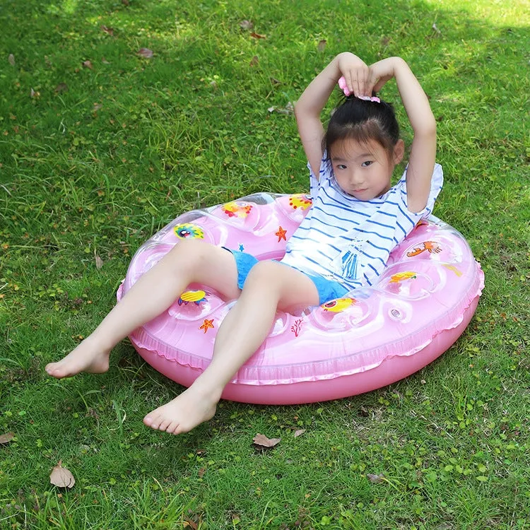 Cartoon Pattern Double Airbag Thickened Inflatable Swimming Ring Crystal Swimming Ring, Size:90 cm(Pink)