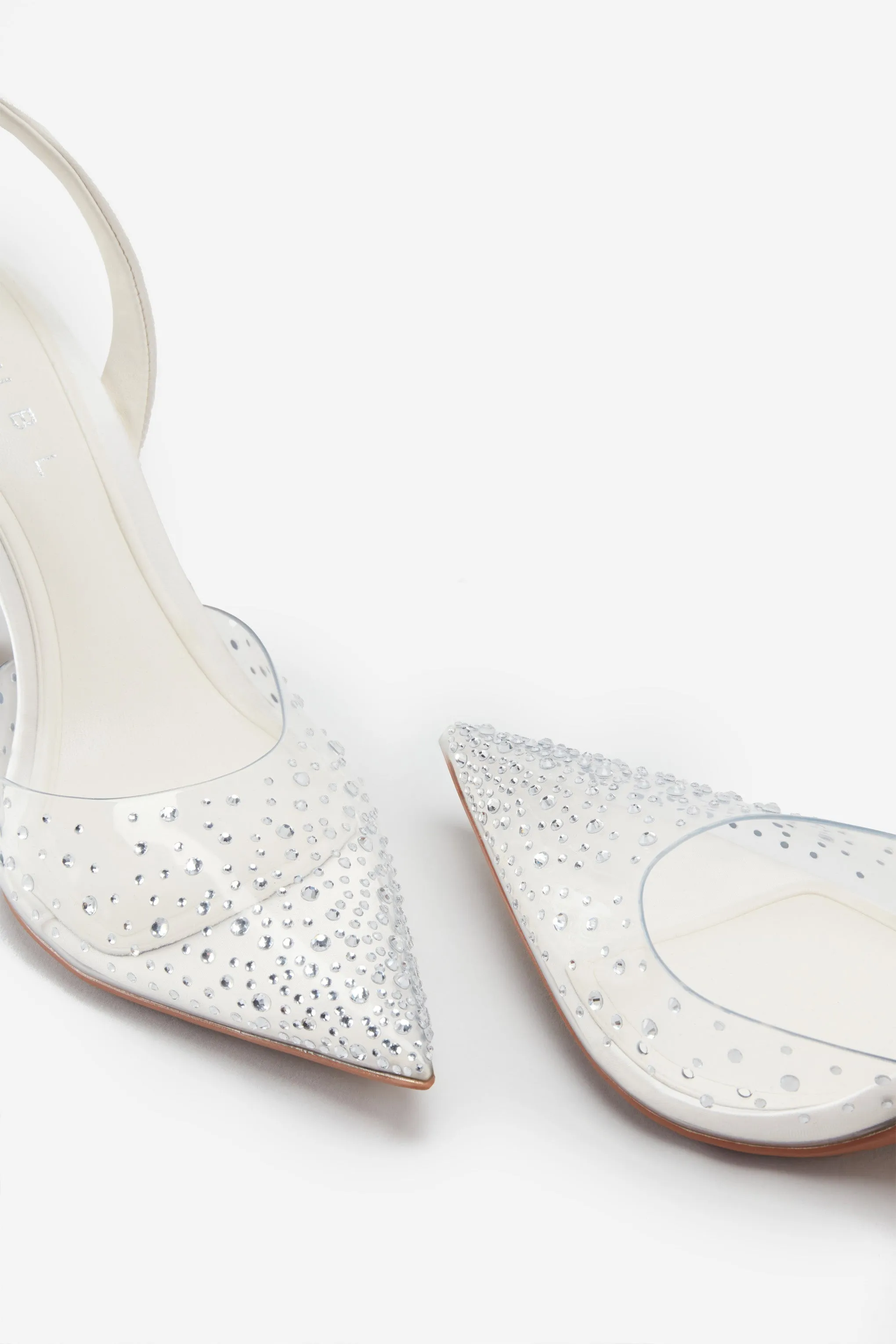 Covergirl | Ivory Diamante Sling Back Pointed Heels