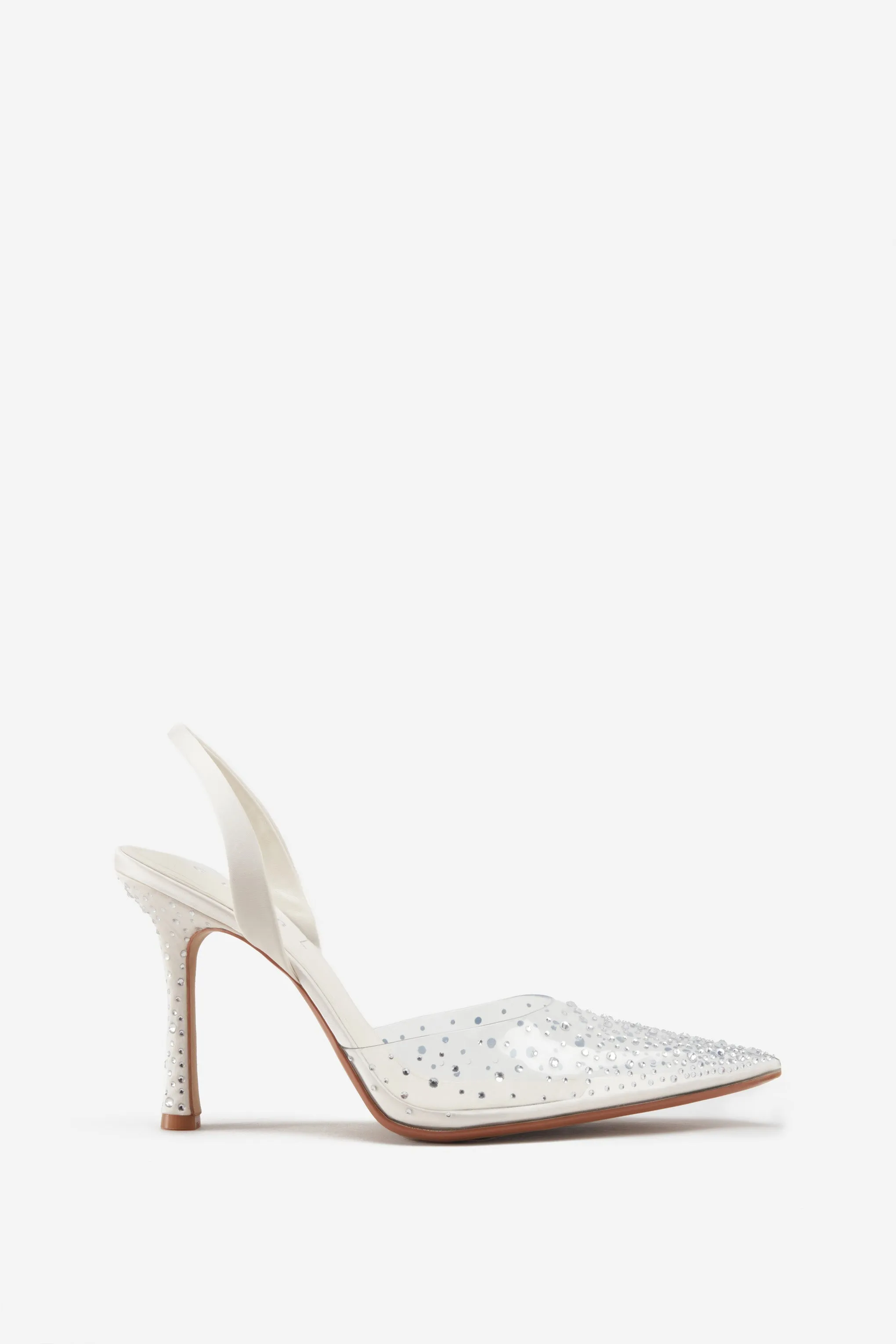 Covergirl | Ivory Diamante Sling Back Pointed Heels