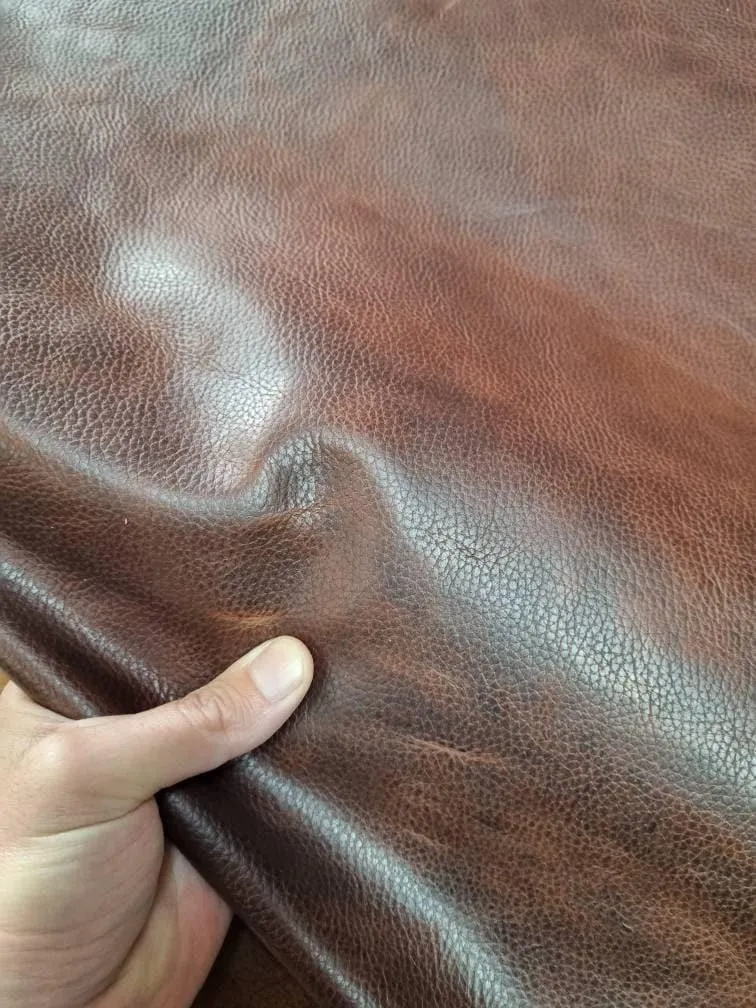 Cow Leather hide, genuine cow leather sheets, milled with two tone pull up effect, thick 1,3mm,(3,5 oz)