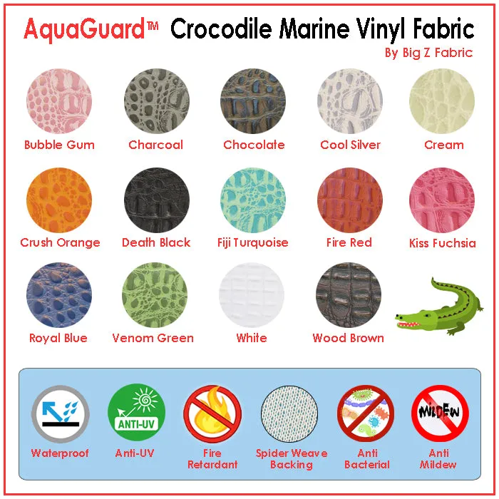 Crocodile Marine Vinyl Fabric - Auto/Boat - Upholstery Fabric / Cool Silver / By The Roll - 30 Yards