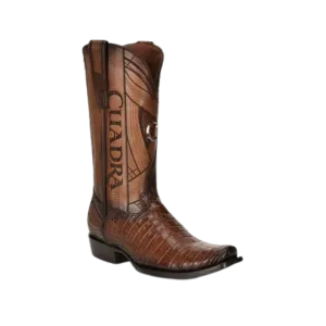 Cuadra Men's Brown Caiman Laser & Embroidery Square Toe Boot