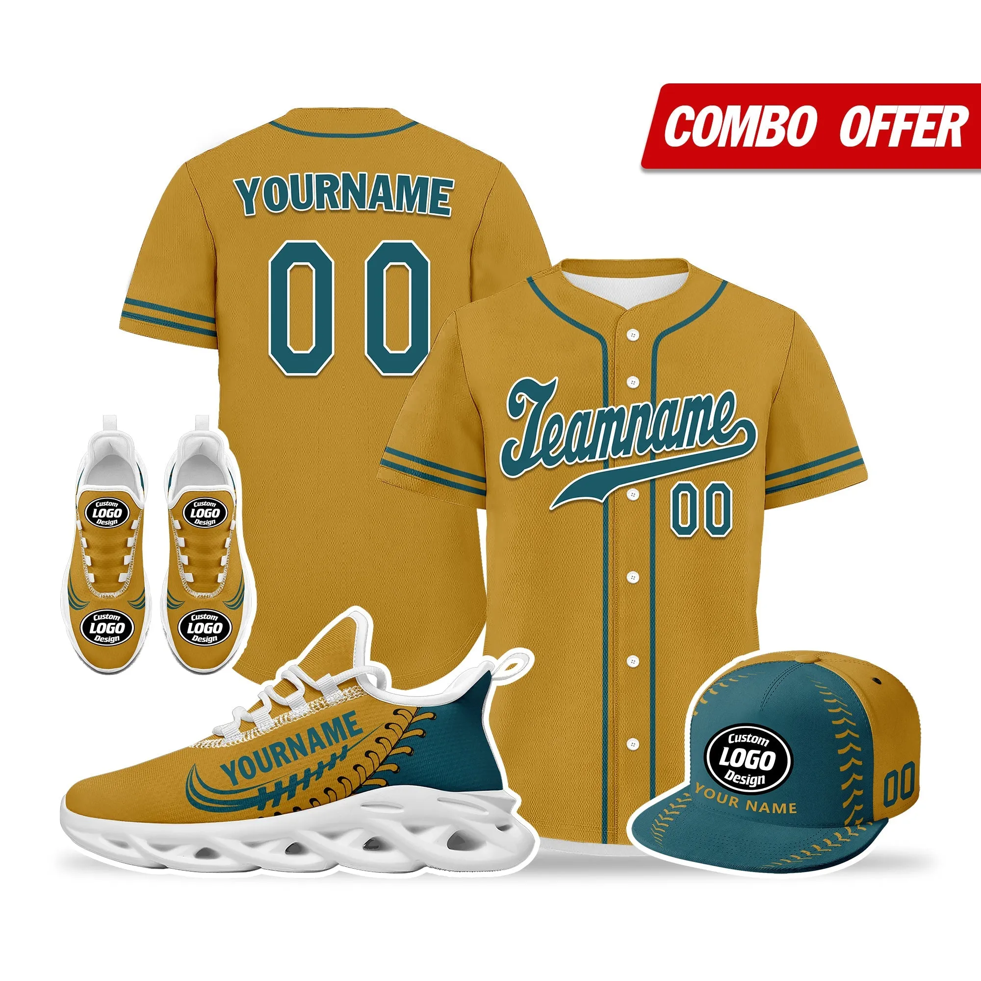 Custom Yellow Jersey MaxSoul Shoes and Hat Combo Offer Personalized ZH-bd0b00e0-b