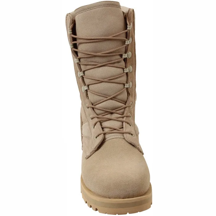 Desert Tan - Sierra Lug Sole Military Desert Boots - Leather 8 in.