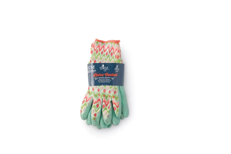 Digz Women's Indoor/Outdoor Gardening Gloves Blue S/M 3 pk