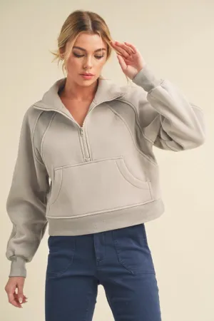 Dove Funnel Neck Half Zip Cement