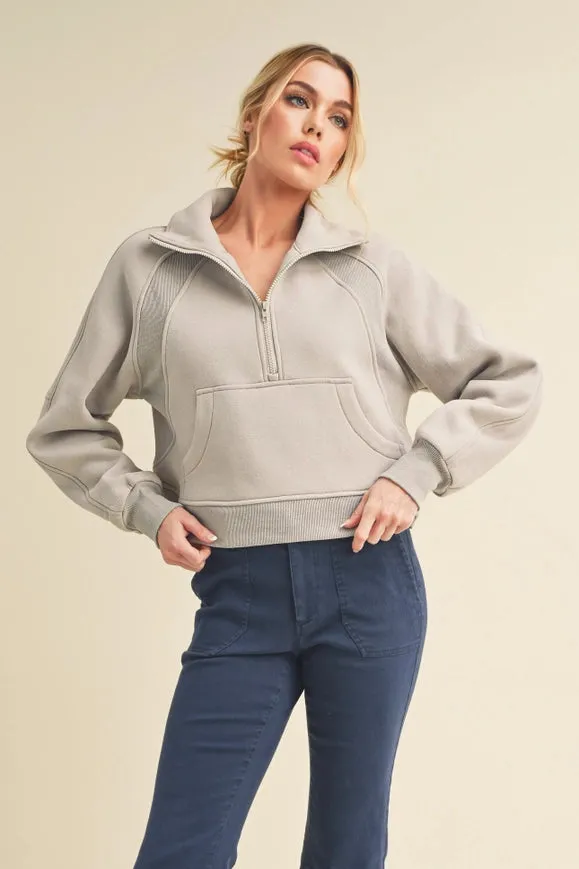 Dove Funnel Neck Half Zip Cement