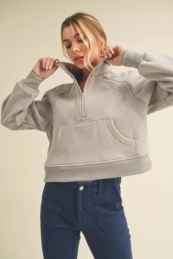 Dove Funnel Neck Half Zip Cement