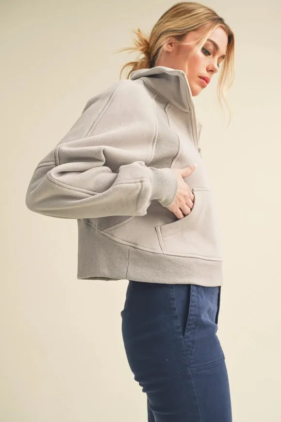 Dove Funnel Neck Half Zip Cement