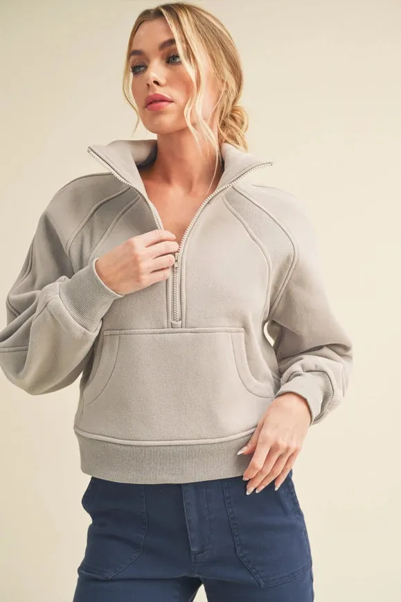 Dove Funnel Neck Half Zip Cement