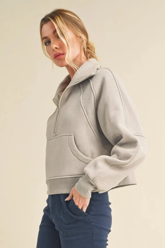 Dove Funnel Neck Half Zip Cement