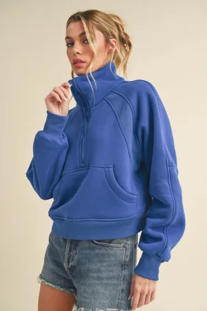 Dove Funnel Neck Half Zip Cobalt