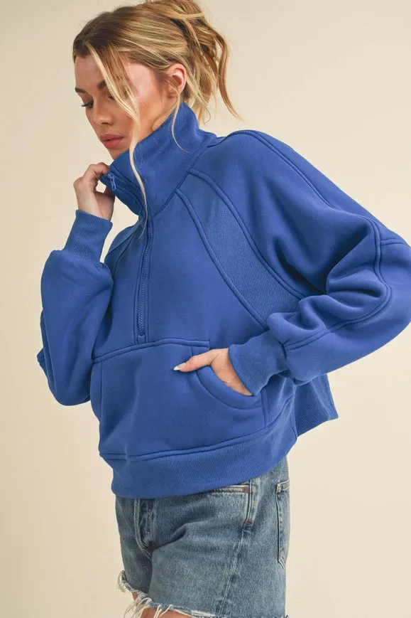 Dove Funnel Neck Half Zip Cobalt