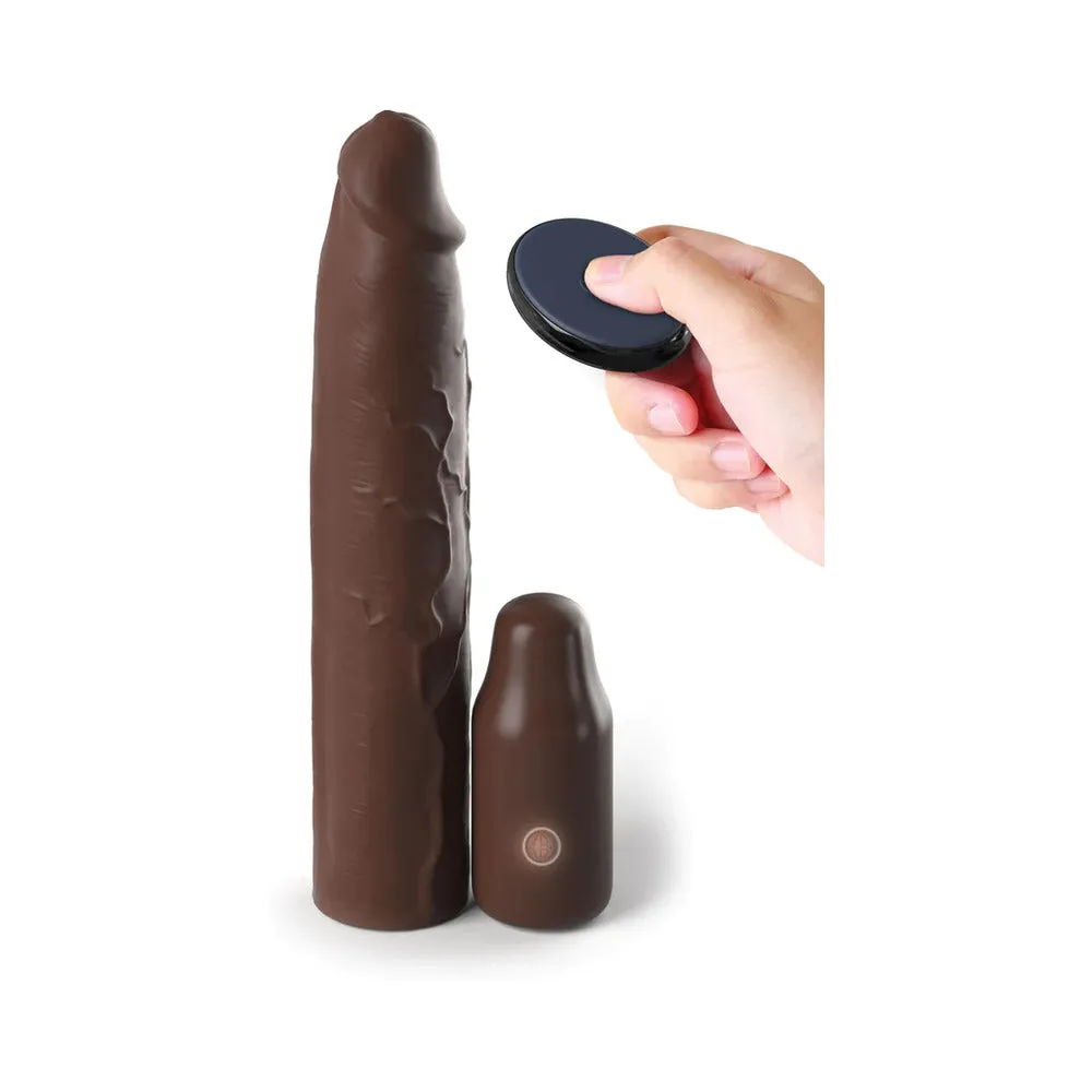 Fantasy X-tensions Elite 9 in. Silicone Mega Extension Sleeve 3 in. Vibrating Brown