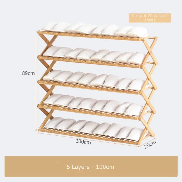 Foldable Shoe Rack 3/4/5/6 Layers Bamboo Shoe Cabinets Shelf Home Organizer Holder Shoes Storage Rack for Dormitory Doorway