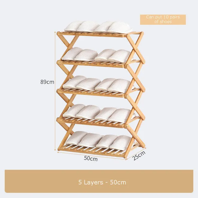 Foldable Shoe Rack 3/4/5/6 Layers Bamboo Shoe Cabinets Shelf Home Organizer Holder Shoes Storage Rack for Dormitory Doorway